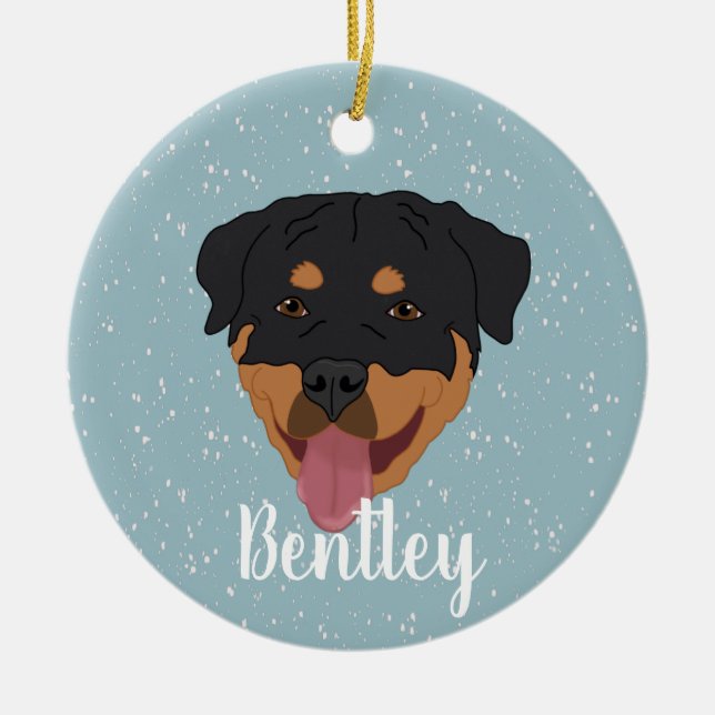 Personalised Rottweiler Christmas  Ceramic Tree Decoration (Front)
