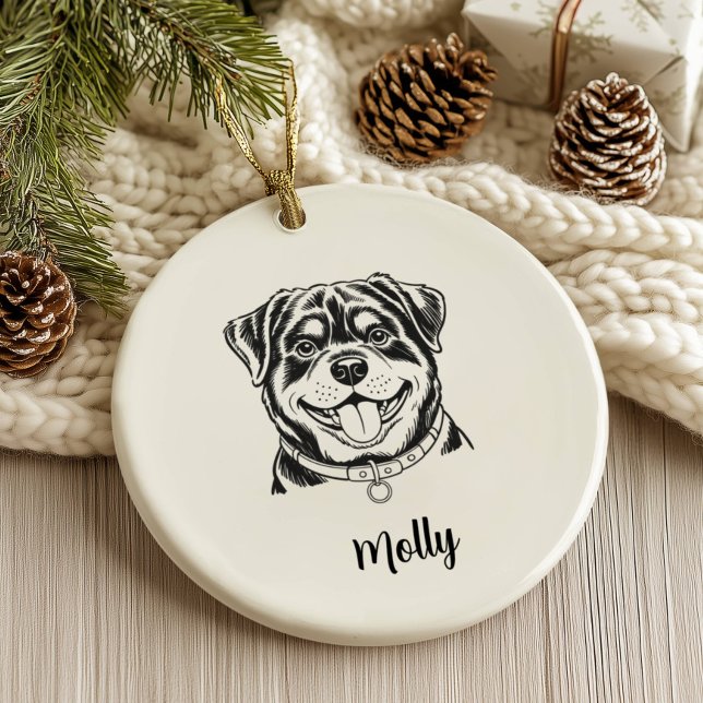 Personalised Rottweiler Dog Christmas Ceramic Tree Decoration (Creator Uploaded)