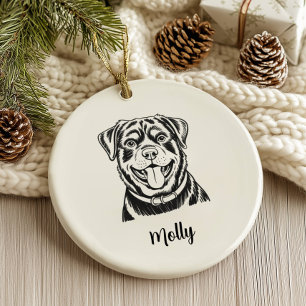 Personalised Rottweiler Dog Christmas Ceramic Tree Decoration