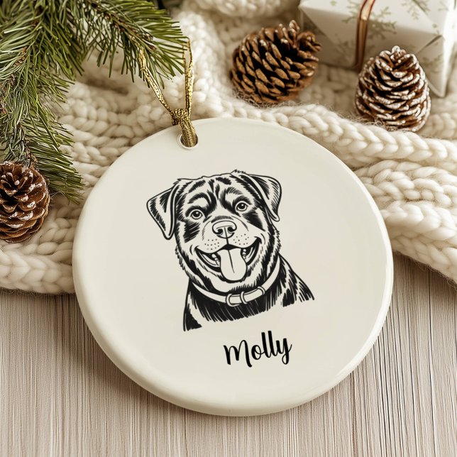 Personalised Rottweiler Dog Christmas Ceramic Tree Decoration (Creator Uploaded)