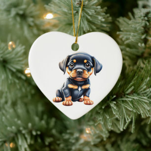 Personalised Rottweiler Puppy Ceramic Tree Decoration