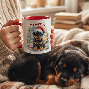 Personalised Rottweiler Puppy Christmas Mug