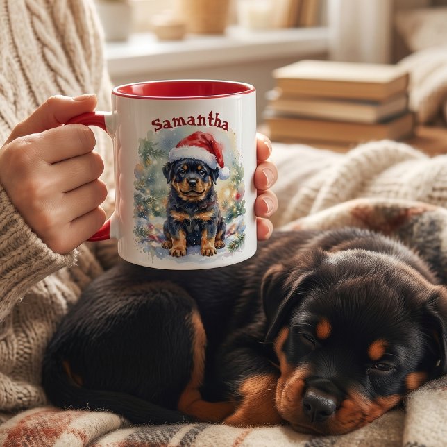 Personalised Rottweiler Puppy Christmas Mug (Creator Uploaded)