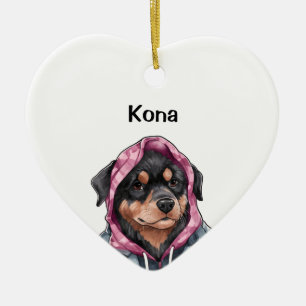 Personalised Rottweiler, Watercolor Pet Photo  Ceramic Tree Decoration