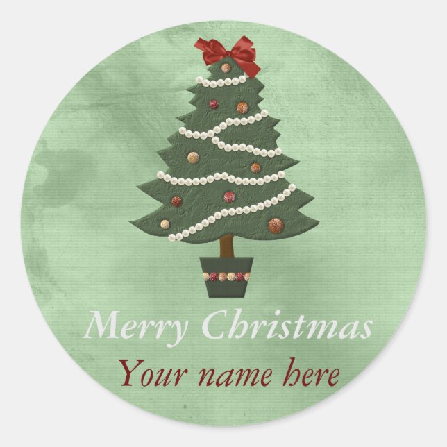 Personalised Round Christmas Sticker (Front)