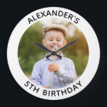 Personalised Round Family Birthday Photo Large Clock<br><div class="desc">Create your own personalised white border photo keepsake wall clock to remember for your child's special birthday. Customise the solid white background colour or the black text colour to match your photo. If you change the font type or size, you can fine tune the curvature of the text in small...</div>
