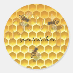 Personalised Round Honeycomb Bee Sticker   Custom 