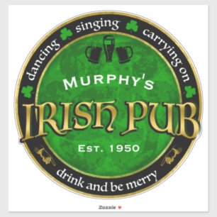 Personalised, Round Irish Pub Logo