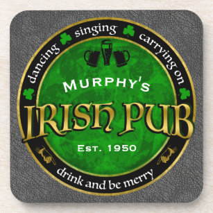 Personalised, Round Irish Pub Logo Coaster