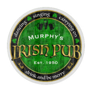 Personalised, Round Irish Pub Logo Cutting Board