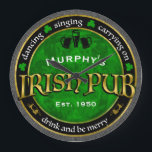 Personalised, Round Irish Pub Logo Large Clock<br><div class="desc">Irish pub logo that you can personalise with a name and date,  or other text.</div>