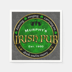 Personalised, Round Irish Pub Logo Napkin