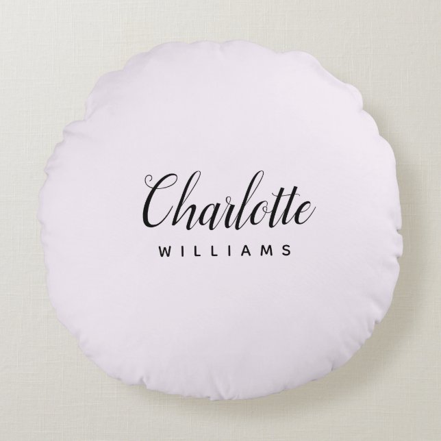 Personalised Round Pillow – Pink Pastel Monogram  (Front)