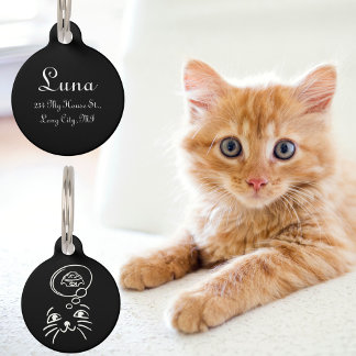 Personalised Round Small Cat Tag with Address