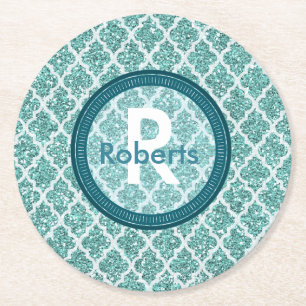Personalised Round Teal Coasters