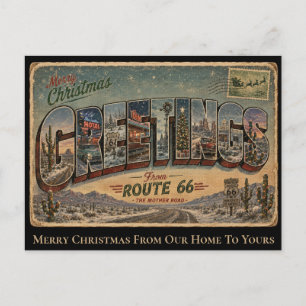 Personalised Route 66 Big Letter Christmas Holiday Postcard