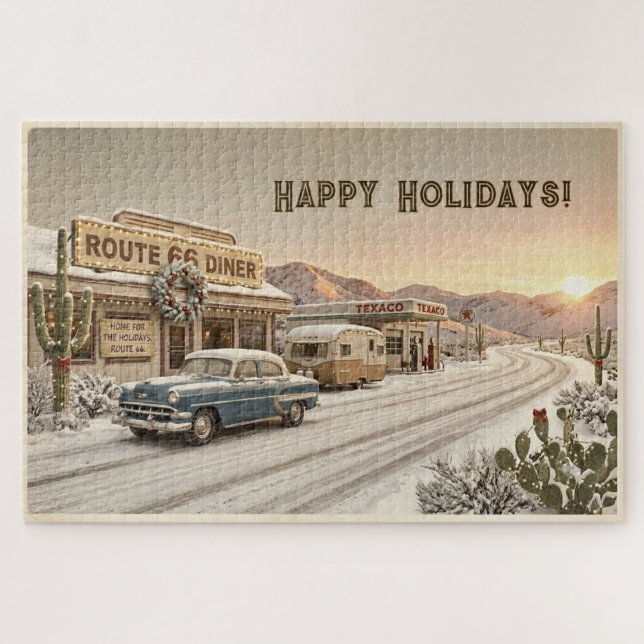 Personalised Route 66 Holiday Challenge Jigsaw Puzzle (Horizontal)