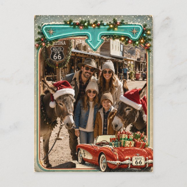 Personalised Route 66 Holiday Greeting Postcard (Front)