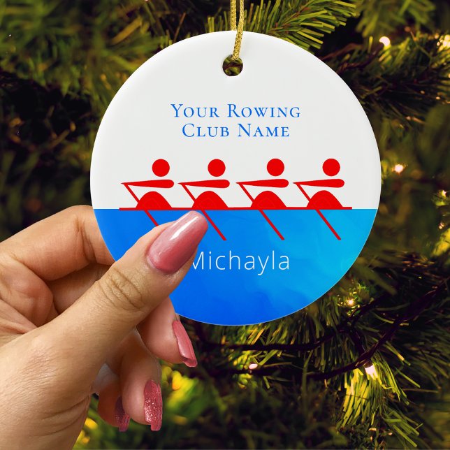 Personalised Rowing Club Crew Christmas Ceramic Tree Decoration (Creator Uploaded)
