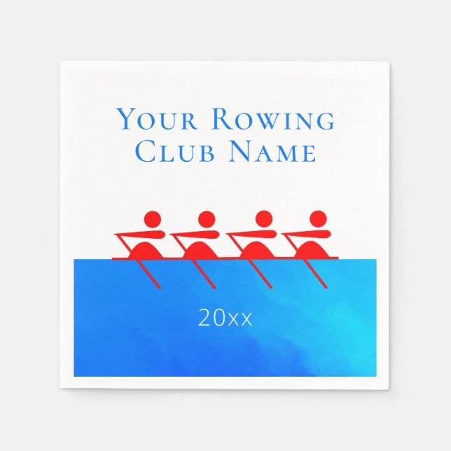 Personalised Rowing Club Team Paper Napkin (Front)