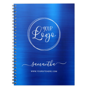 Personalised Royal Blue Foil White Business Logo Notebook