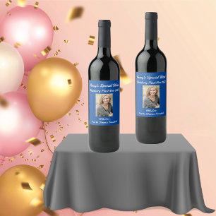 Personalised Royal Blue Friend Party Wine Label