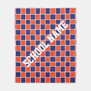 Personalised Royal Blue & Orange Chequered Blanket