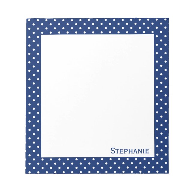 Personalised Royal Blue  Polka Dot Pattern Notepad (Front)
