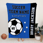 Personalised Royal Blue Soccer Player Name Fleece Blanket<br><div class="desc">Personalised soccer themed fleece blanket for soccer players when they're not scoring goals on the field, and for their parents to support their kids and stay warm at chilly games! Makes a unique team gift for travel tournaments. Design features a soccer ball customised with the player's uniform number, custom text...</div>