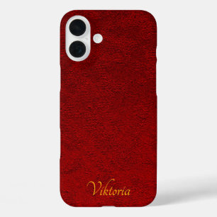 Personalised Royal Crimson Velvet Print iPhone 16 Plus Case