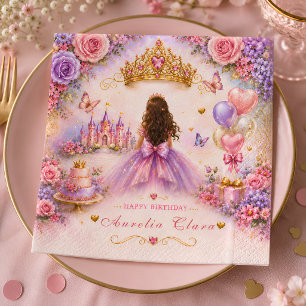 Personalised Royal Garden Princess Birthday Napkin