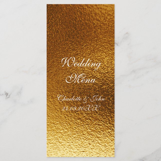 Personalised Royal Golden Shiny Wedding Menu (Front)