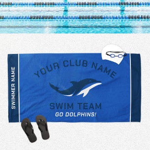 Personalised Royal Navy Swim Team Swimmer Name Beach Towel