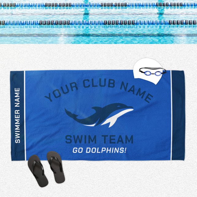Personalised Royal Navy Swim Team Swimmer Name Beach Towel (Creator Uploaded)