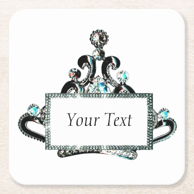 Personalised Royal Tiara Square Paper Coaster (Front)