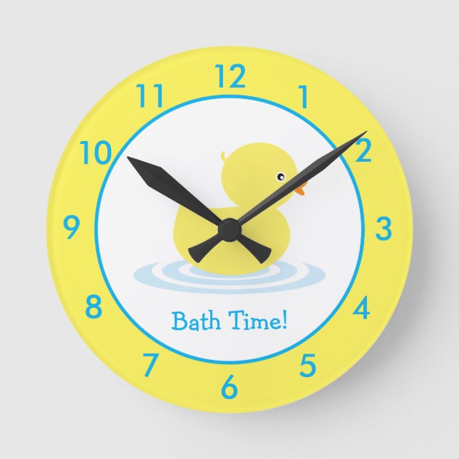 Personalised Rubber Duck Bathroom Custom Round Clock (Front)
