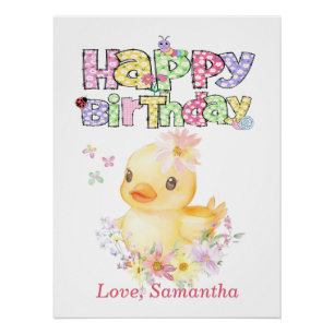 Personalised Rubber Duck First Birthday Poster