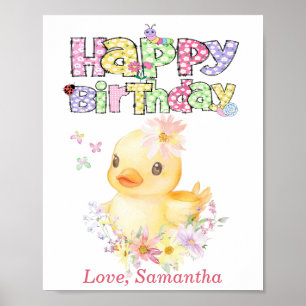 Personalised Rubber Duck First Birthday Poster