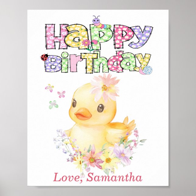 Personalised Rubber Duck First Birthday Poster (Front)