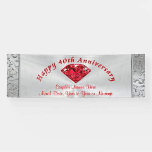 Personalised Ruby 40th Anniversary Banners