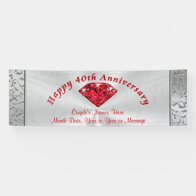 Personalised Ruby 40th Anniversary Banners (Horizontal)