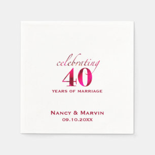 Personalised Ruby 40th Wedding Anniversary Party Napkin
