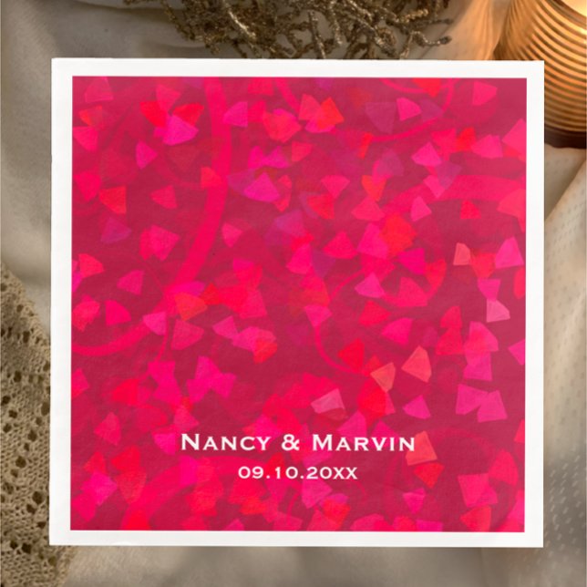 Personalised Ruby 40th Wedding Anniversary Party Napkin (Add couples names and 40th anniversary date to this vibrant ruby gem pink red party napkin
)