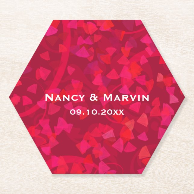 Personalised Ruby 40th Wedding Anniversary Party Paper Coaster (Front)