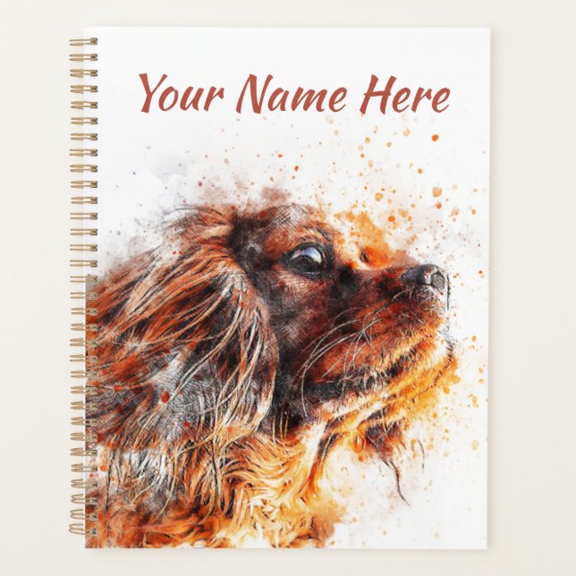 Personalised Ruby Cavalier King Charles Dog Planner (Front)