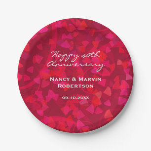 Personalised Ruby Gem Red 40th Anniversary Party Paper Plate