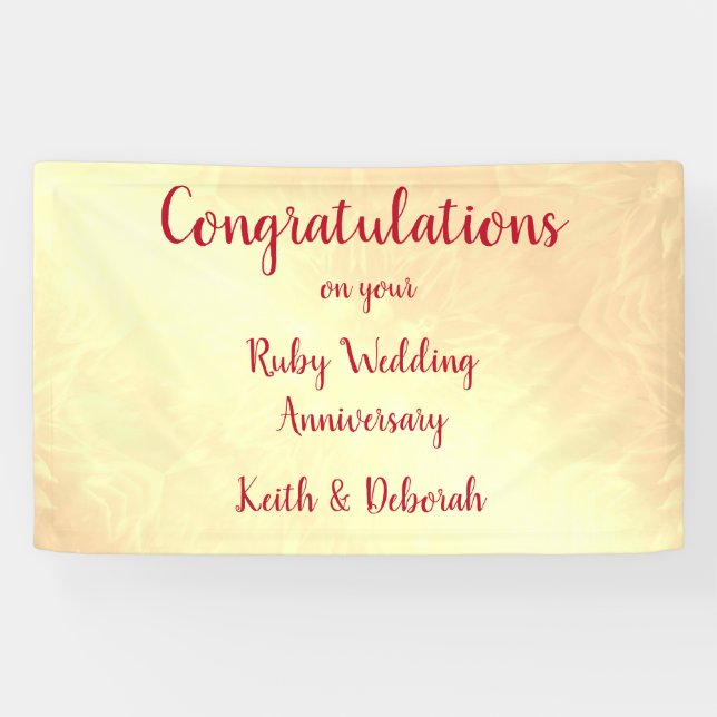 Personalised Ruby Wedding Anniversary Banner (Horizontal)