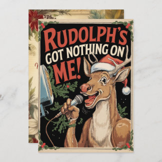 Personalised Rudolph Has Nothing Funny Vintage  Holiday Card