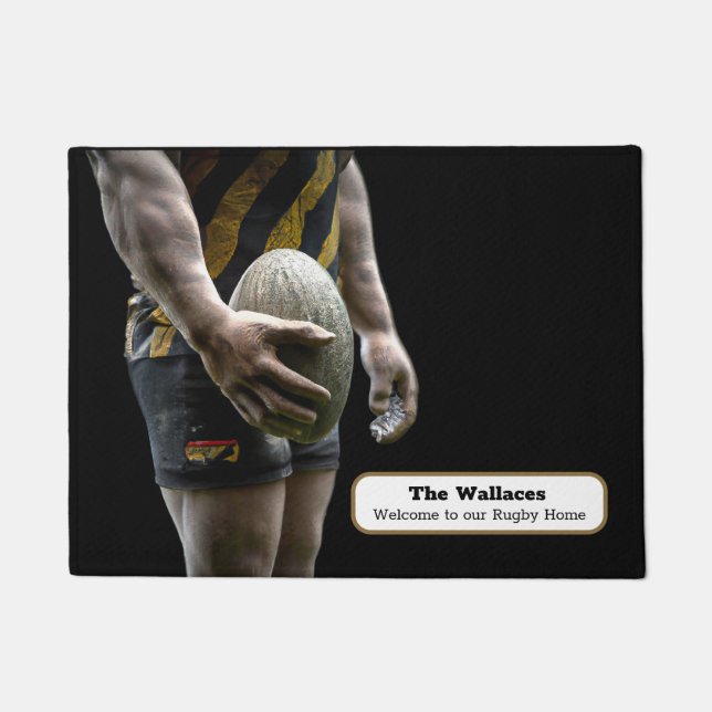  Personalised Rugby Enthusiast's Door Mat (Front)