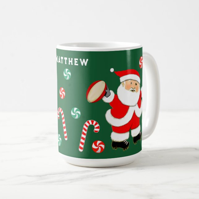 Personalised Rugby Holiday Gift Two-Tone Coffee Mug (Front Right)